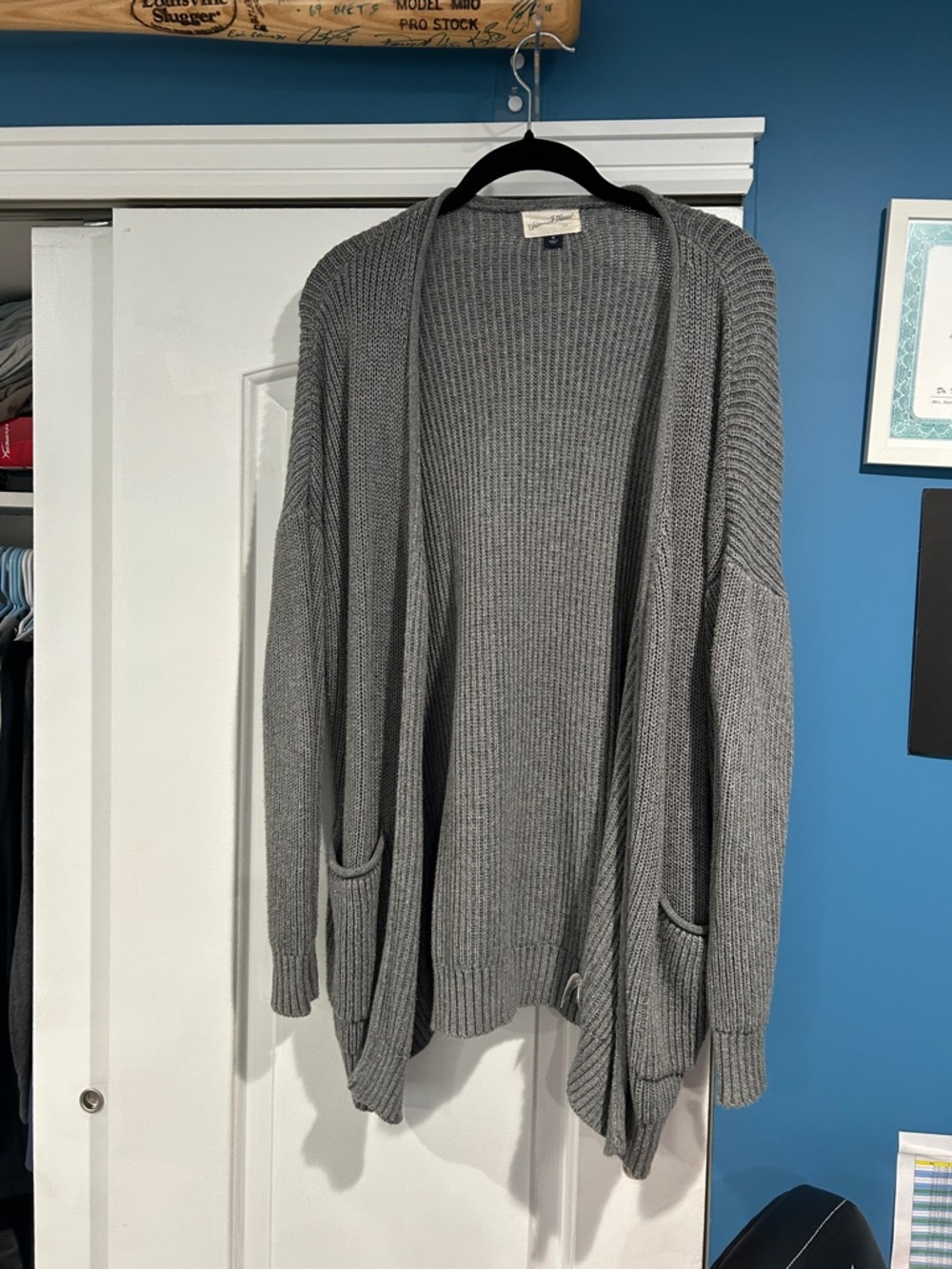 Universal Thread Gray Open-Front Ribbed Cardigan